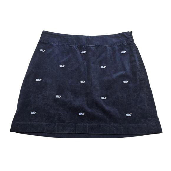 Vineyard Vines Corduroy Mini Skirt Sz 6 whale embroidered EUC preppy Navy blue - Picture 1 of 5